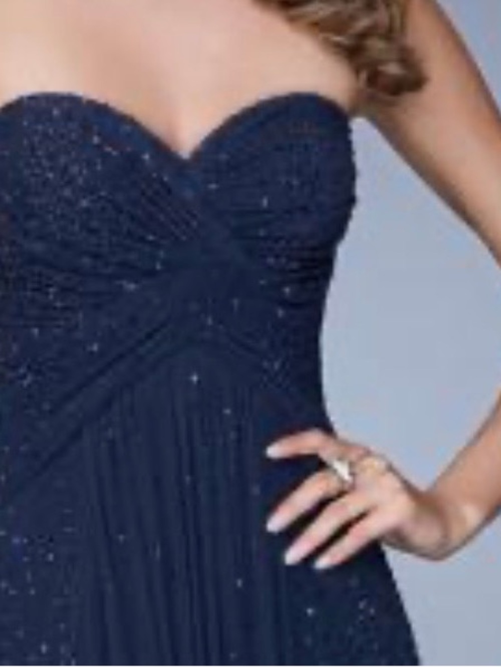 La Femme blue strapless beaded maxi dress - Picture 2 of 10